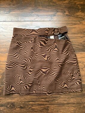 Divided Brown Wavy-Print Mini Skirt